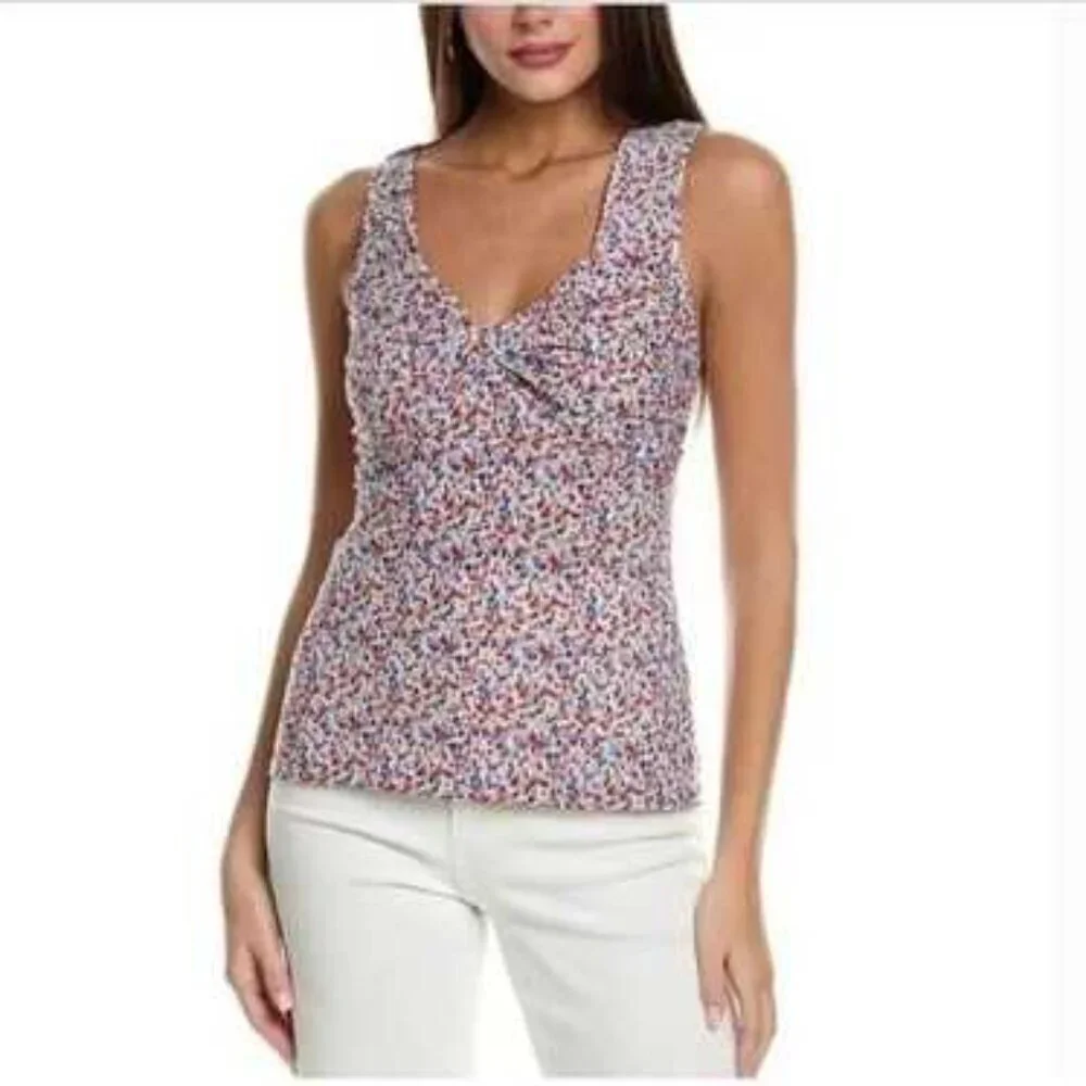 Cabi Bustier tank top shirt blouse confetti twist mesh stretch new X-Large XL